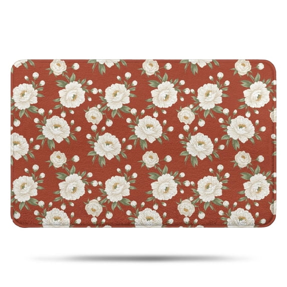 Pioneer Flower Floral Print Pattern Bathroom Rugs Mat, Non Slip Microfiber Bathroom Rug with Rubber Backing, Soft Mats for Bathroom Floor Tub Shower, 17"x27"