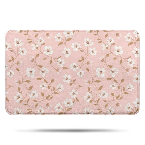 Pioneer Flower Floral Print Pattern Bathroom Rugs Mat, Non Slip Microfiber Bathroom Rug with Rubber Backing, Soft Mats for Bathroom Floor Tub Shower, 17"x27"
