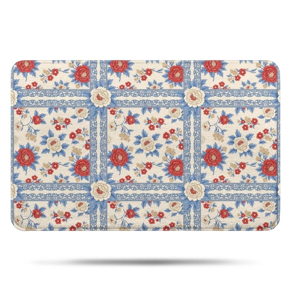 Pioneer Flower Floral Print Pattern Bathroom Rugs Mat, Non Slip Microfiber Bathroom Rug with Rubber Backing, Soft Mats for Bathroom Floor Tub Shower, 17"x27"