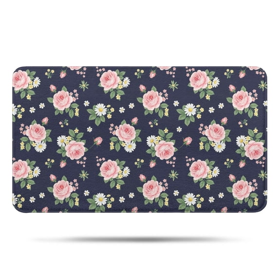 Pioneer Flower Floral Print Pattern Bathroom Rugs Mat, Non Slip Microfiber Bathroom Rug with Rubber Backing, Soft Mats for Bathroom Floor Tub Shower, 17"x30"