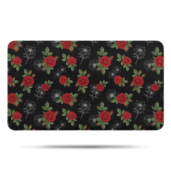 Pioneer Flower Floral Print Pattern Bathroom Rugs Mat, Non Slip Microfiber Bathroom Rug with Rubber Backing, Soft Mats for Bathroom Floor Tub Shower, 17"x30"