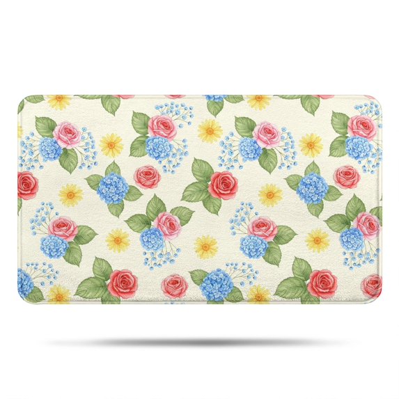 Pioneer Flower Floral Print Pattern Bathroom Rugs Mat, Non Slip Microfiber Bathroom Rug with Rubber Backing, Soft Mats for Bathroom Floor Tub Shower, 17"x30"