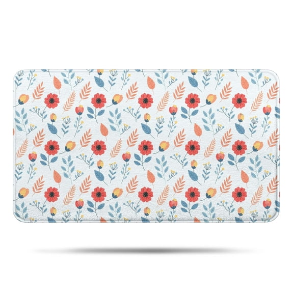 Pioneer Flower Floral Print Pattern Bathroom Rugs Mat, Non Slip Microfiber Bathroom Rug with Rubber Backing, Soft Mats for Bathroom Floor Tub Shower, 17"x30"
