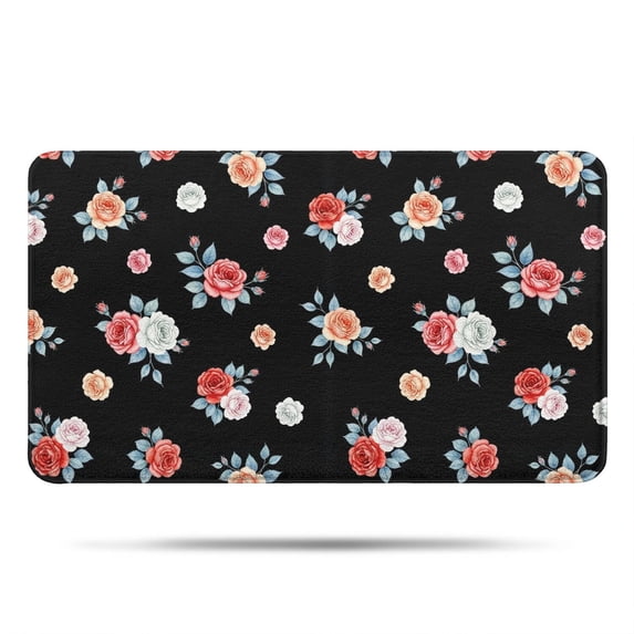 Pioneer Flower Floral Print Pattern Bathroom Rugs Mat, Non Slip Microfiber Bathroom Rug with Rubber Backing, Soft Mats for Bathroom Floor Tub Shower, 17"x30"
