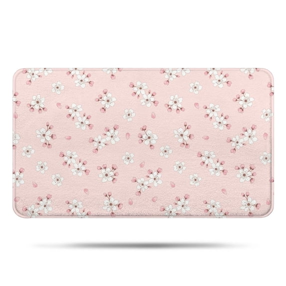 Pioneer Flower Floral Print Pattern Bathroom Rugs Mat, Non Slip Microfiber Bathroom Rug with Rubber Backing, Soft Mats for Bathroom Floor Tub Shower, 17"x30"