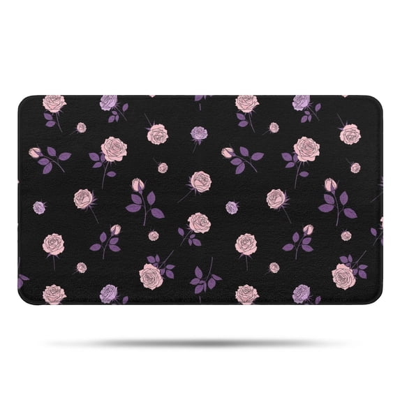 Pioneer Flower Floral Print Pattern Bathroom Rugs Mat, Non Slip Microfiber Bathroom Rug with Rubber Backing, Soft Mats for Bathroom Floor Tub Shower, 17"x30"