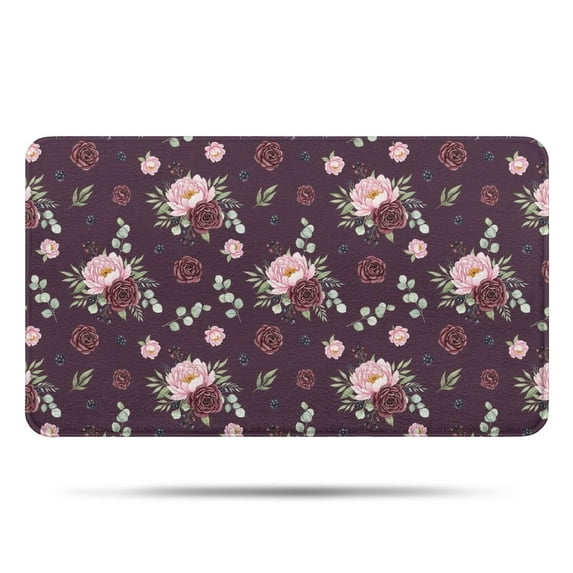 Pioneer Flower Floral Print Pattern Bathroom Rugs Mat, Non Slip Microfiber Bathroom Rug with Rubber Backing, Soft Mats for Bathroom Floor Tub Shower, 17"x30"