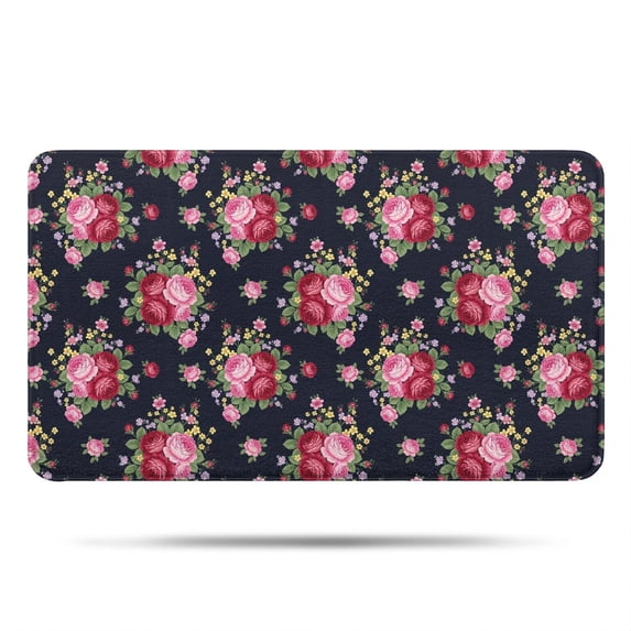 Pioneer Flower Floral Print Pattern Bathroom Rugs Mat, Non Slip Microfiber Bathroom Rug with Rubber Backing, Soft Mats for Bathroom Floor Tub Shower, 17"x30"