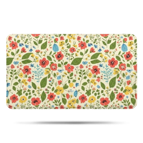 Pioneer Flower Floral Print Pattern Bathroom Rugs Mat, Non Slip Microfiber Bathroom Rug with Rubber Backing, Soft Mats for Bathroom Floor Tub Shower, 17"x30"