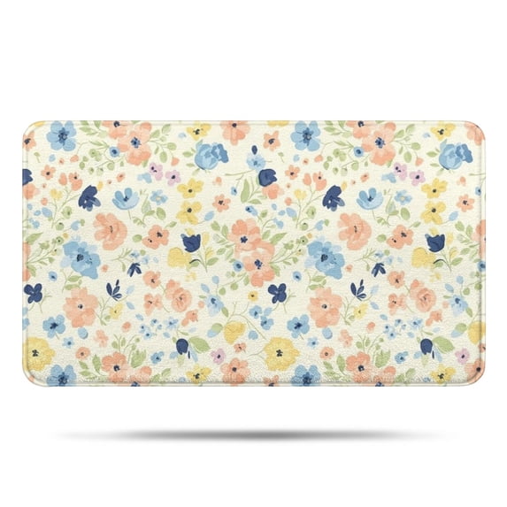 Pioneer Flower Floral Print Pattern Bathroom Rugs Mat, Non Slip Microfiber Bathroom Rug with Rubber Backing, Soft Mats for Bathroom Floor Tub Shower, 17"x30"
