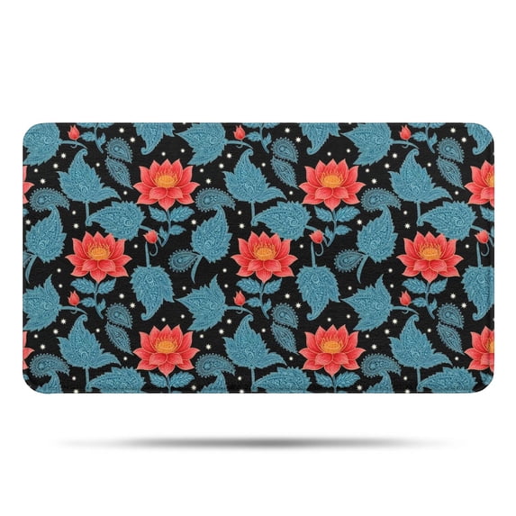 Pioneer Flower Floral Print Pattern Bathroom Rugs Mat, Non Slip Microfiber Bathroom Rug with Rubber Backing, Soft Mats for Bathroom Floor Tub Shower, 17"x30"