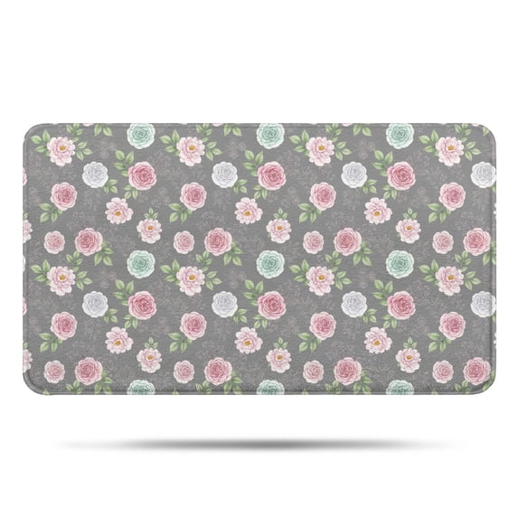 Pioneer Flower Floral Print Pattern Bathroom Rugs Mat, Non Slip Microfiber Bathroom Rug with Rubber Backing, Soft Mats for Bathroom Floor Tub Shower, 17"x30"