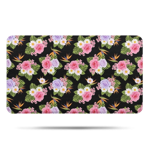 Pioneer Flower Floral Print Pattern Bathroom Rugs Mat, Non Slip Microfiber Bathroom Rug with Rubber Backing, Soft Mats for Bathroom Floor Tub Shower, 17"x30"