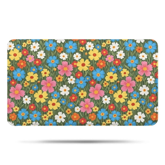 Pioneer Flower Floral Print Pattern Bathroom Rugs Mat, Non Slip Microfiber Bathroom Rug with Rubber Backing, Soft Mats for Bathroom Floor Tub Shower, 17"x30"