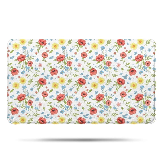 Pioneer Flower Floral Print Pattern Bathroom Rugs Mat, Non Slip Microfiber Bathroom Rug with Rubber Backing, Soft Mats for Bathroom Floor Tub Shower, 17"x30"
