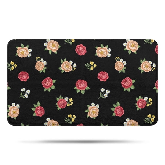 Pioneer Flower Floral Print Pattern Bathroom Rugs Mat, Non Slip Microfiber Bathroom Rug with Rubber Backing, Soft Mats for Bathroom Floor Tub Shower, 17"x30"