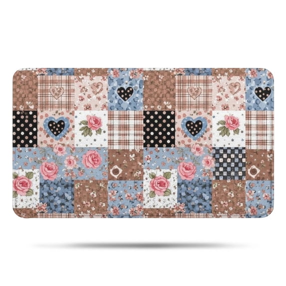 Pioneer Flower Floral Print Pattern Bathroom Rugs Mat, Non Slip Microfiber Bathroom Rug with Rubber Backing, Soft Mats for Bathroom Floor Tub Shower, 17"x30"