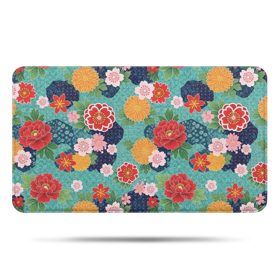 Pioneer Flower Floral Print Pattern Bathroom Rugs Mat, Non Slip Microfiber Bathroom Rug with Rubber Backing, Soft Mats for Bathroom Floor Tub Shower, 17"x30"