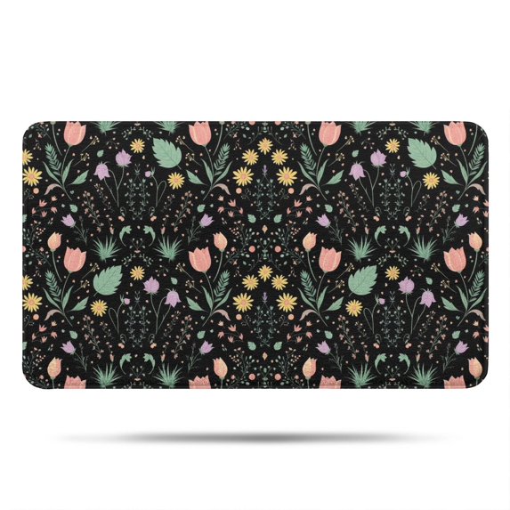 Pioneer Flower Floral Print Pattern Bathroom Rugs Mat, Non Slip Microfiber Bathroom Rug with Rubber Backing, Soft Mats for Bathroom Floor Tub Shower, 17"x30"