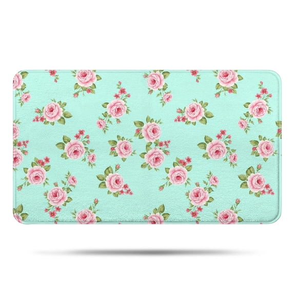 Pioneer Flower Floral Print Pattern Bathroom Rugs Mat, Non Slip Microfiber Bathroom Rug with Rubber Backing, Soft Mats for Bathroom Floor Tub Shower, 17"x30"