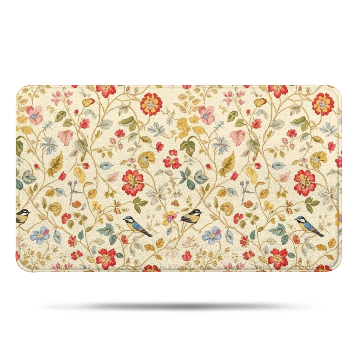Pioneer Flower Floral Print Pattern Bathroom Rugs Mat, Non Slip Microfiber Bathroom Rug with Rubber Backing, Soft Mats for Bathroom Floor Tub Shower, 17"x30"