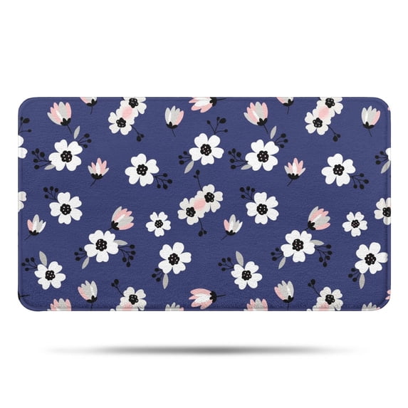 Pioneer Flower Floral Print Pattern Bathroom Rugs Mat, Non Slip Microfiber Bathroom Rug with Rubber Backing, Soft Mats for Bathroom Floor Tub Shower, 17"x30"