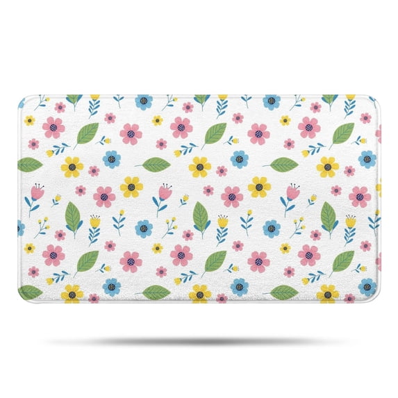 Pioneer Flower Floral Print Pattern Bathroom Rugs Mat, Non Slip Microfiber Bathroom Rug with Rubber Backing, Soft Mats for Bathroom Floor Tub Shower, 17"x30"