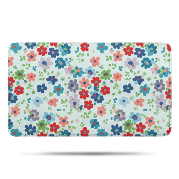 Pioneer Flower Floral Print Pattern Bathroom Rugs Mat, Non Slip Microfiber Bathroom Rug with Rubber Backing, Soft Mats for Bathroom Floor Tub Shower, 17"x30"