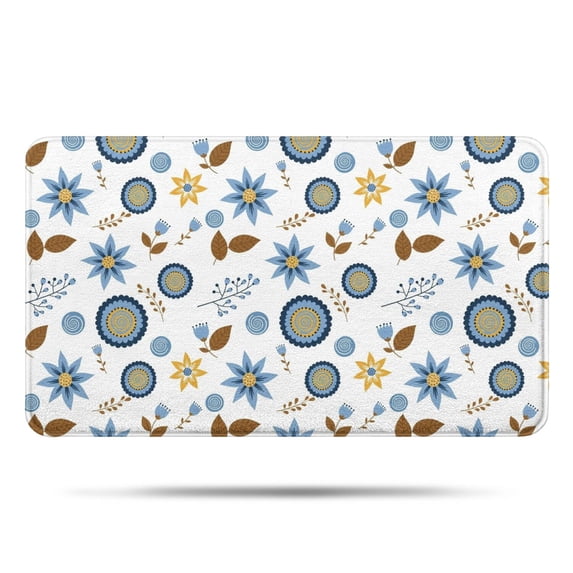 Pioneer Flower Floral Print Pattern Bathroom Rugs Mat, Non Slip Microfiber Bathroom Rug with Rubber Backing, Soft Mats for Bathroom Floor Tub Shower, 17"x30"