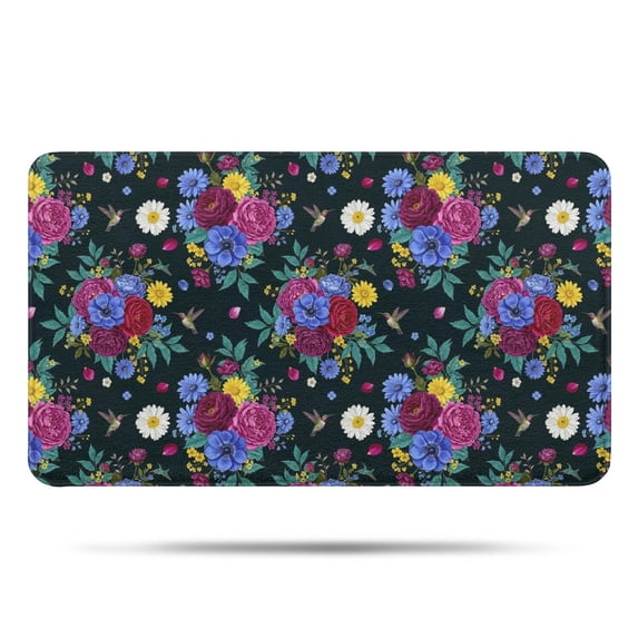 Pioneer Flower Floral Print Pattern Bathroom Rugs Mat, Non Slip Microfiber Bathroom Rug with Rubber Backing, Soft Mats for Bathroom Floor Tub Shower, 17"x30"