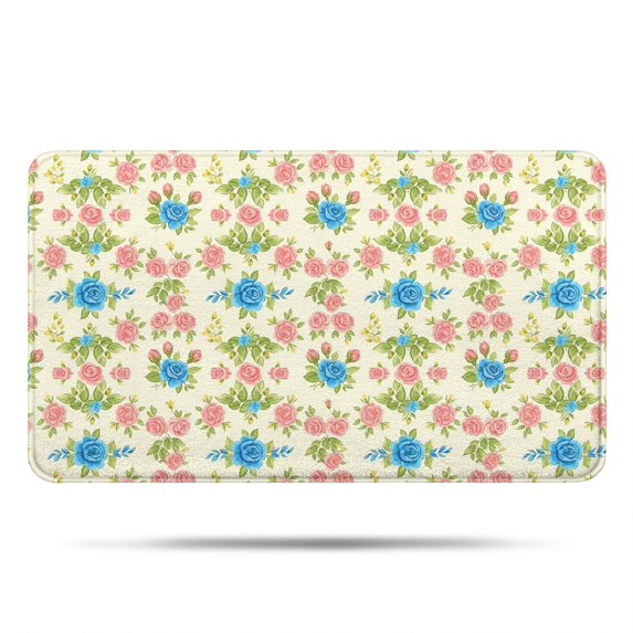 Pioneer Flower Floral Print Pattern Bathroom Rugs Mat, Non Slip Microfiber Bathroom Rug with Rubber Backing, Soft Mats for Bathroom Floor Tub Shower, 17"x30"