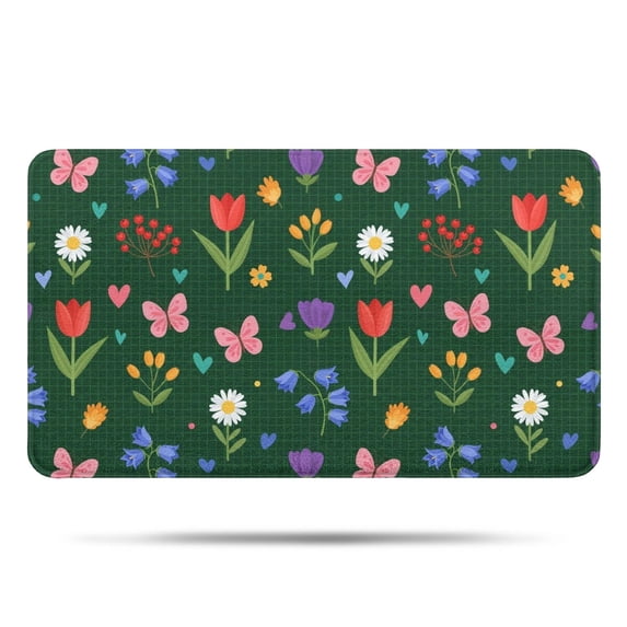 Pioneer Flower Floral Print Pattern Bathroom Rugs Mat, Non Slip Microfiber Bathroom Rug with Rubber Backing, Soft Mats for Bathroom Floor Tub Shower, 17"x30"
