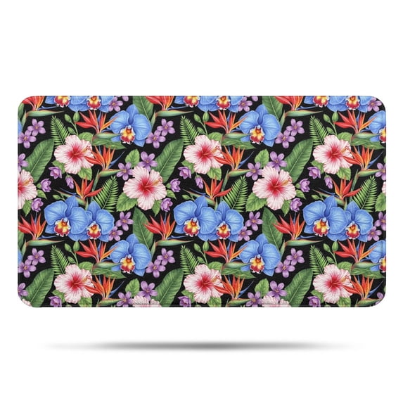 Pioneer Flower Floral Print Pattern Bathroom Rugs Mat, Non Slip Microfiber Bathroom Rug with Rubber Backing, Soft Mats for Bathroom Floor Tub Shower, 17"x30"