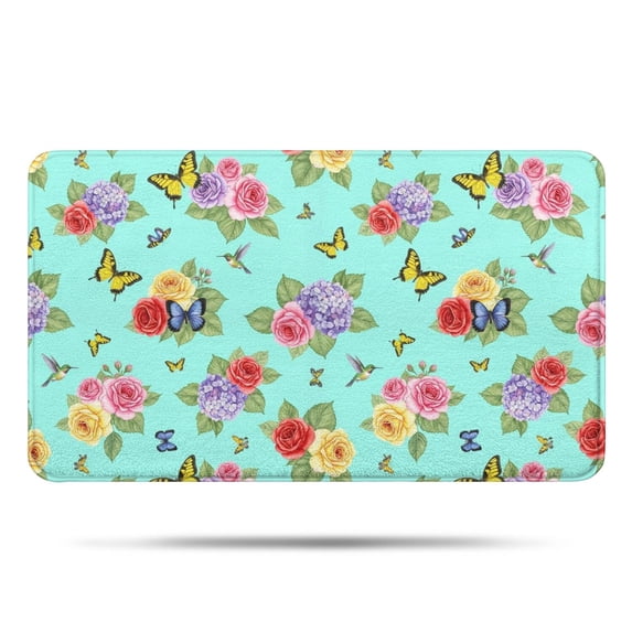 Pioneer Flower Floral Print Pattern Bathroom Rugs Mat, Non Slip Microfiber Bathroom Rug with Rubber Backing, Soft Mats for Bathroom Floor Tub Shower, 17"x30"