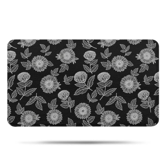 Pioneer Flower Floral Print Pattern Bathroom Rugs Mat, Non Slip Microfiber Bathroom Rug with Rubber Backing, Soft Mats for Bathroom Floor Tub Shower, 17"x30"