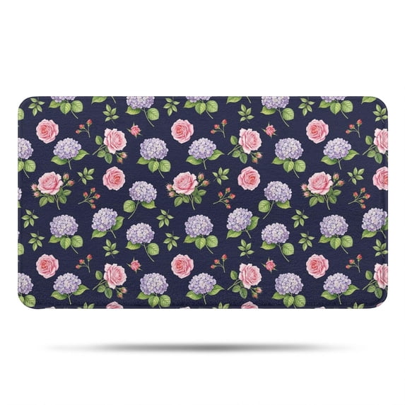 Pioneer Flower Floral Print Pattern Bathroom Rugs Mat, Non Slip Microfiber Bathroom Rug with Rubber Backing, Soft Mats for Bathroom Floor Tub Shower, 17"x30"