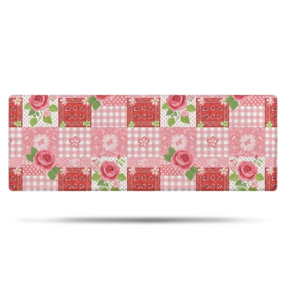 Pioneer Flower Floral Print Pattern Bathroom Rugs Mat, Non Slip Microfiber Bathroom Rug with Rubber Backing, Soft Mats for Bathroom Floor Tub Shower, 17"x47"