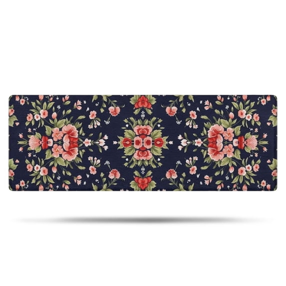 Pioneer Flower Floral Print Pattern Bathroom Rugs Mat, Non Slip Microfiber Bathroom Rug with Rubber Backing, Soft Mats for Bathroom Floor Tub Shower, 17"x47"