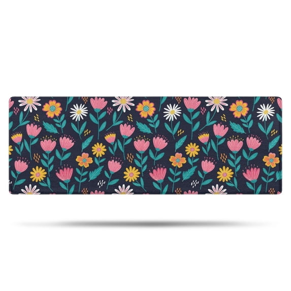 Pioneer Flower Floral Print Pattern Bathroom Rugs Mat, Non Slip Microfiber Bathroom Rug with Rubber Backing, Soft Mats for Bathroom Floor Tub Shower, 17"x47"