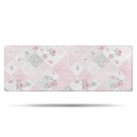 Pioneer Flower Floral Print Pattern Bathroom Rugs Mat, Non Slip Microfiber Bathroom Rug with Rubber Backing, Soft Mats for Bathroom Floor Tub Shower, 17"x47"