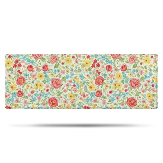 Pioneer Flower Floral Print Pattern Bathroom Rugs Mat, Non Slip Microfiber Bathroom Rug with Rubber Backing, Soft Mats for Bathroom Floor Tub Shower, 17"x47"