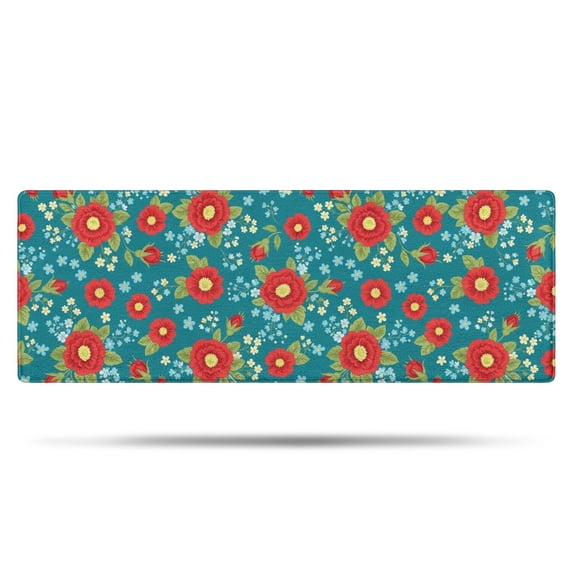 Pioneer Flower Floral Print Pattern Bathroom Rugs Mat, Non Slip Microfiber Bathroom Rug with Rubber Backing, Soft Mats for Bathroom Floor Tub Shower, 17"x47"