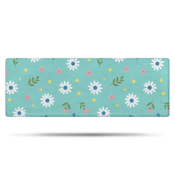 Pioneer Flower Floral Print Pattern Bathroom Rugs Mat, Non Slip Microfiber Bathroom Rug with Rubber Backing, Soft Mats for Bathroom Floor Tub Shower, 17"x47"