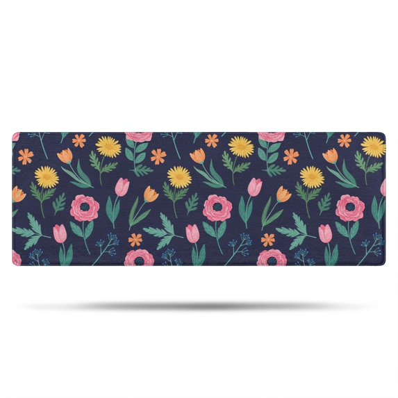 Pioneer Flower Floral Print Pattern Bathroom Rugs Mat, Non Slip Microfiber Bathroom Rug with Rubber Backing, Soft Mats for Bathroom Floor Tub Shower, 17"x47"