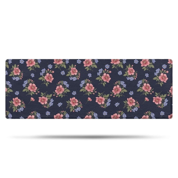 Pioneer Flower Floral Print Pattern Bathroom Rugs Mat, Non Slip Microfiber Bathroom Rug with Rubber Backing, Soft Mats for Bathroom Floor Tub Shower, 17"x47"