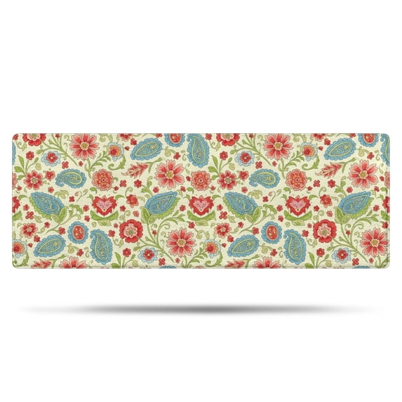Pioneer Flower Floral Print Pattern Bathroom Rugs Mat, Non Slip Microfiber Bathroom Rug with Rubber Backing, Soft Mats for Bathroom Floor Tub Shower, 17"x47"