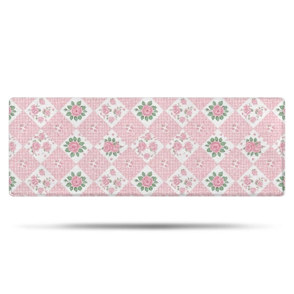 Pioneer Flower Floral Print Pattern Bathroom Rugs Mat, Non Slip Microfiber Bathroom Rug with Rubber Backing, Soft Mats for Bathroom Floor Tub Shower, 17"x47"