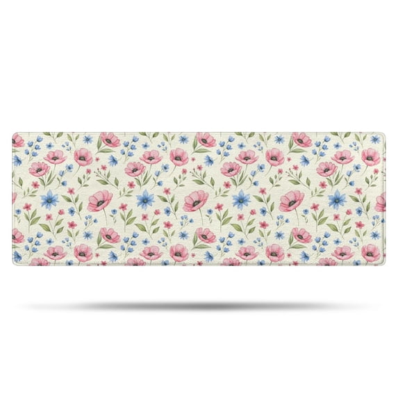 Pioneer Flower Floral Print Pattern Bathroom Rugs Mat, Non Slip Microfiber Bathroom Rug with Rubber Backing, Soft Mats for Bathroom Floor Tub Shower, 17"x47"