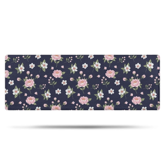 Pioneer Flower Floral Print Pattern Bathroom Rugs Mat, Non Slip Microfiber Bathroom Rug with Rubber Backing, Soft Mats for Bathroom Floor Tub Shower, 17"x47"