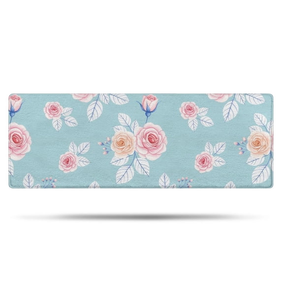 Pioneer Flower Floral Print Pattern Bathroom Rugs Mat, Non Slip Microfiber Bathroom Rug with Rubber Backing, Soft Mats for Bathroom Floor Tub Shower, 17"x47"